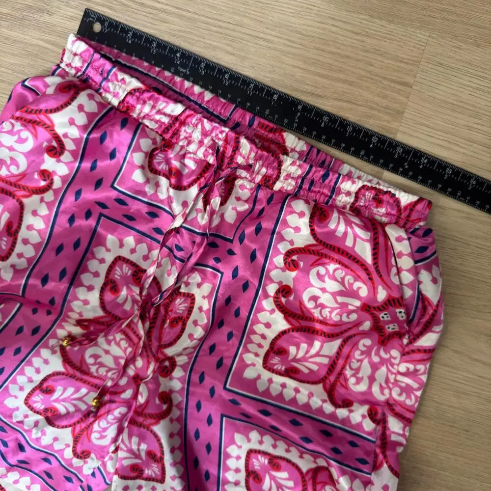 Alex & Parker Women's Casual Wide-Leg Pants Pink Floral Pattern Size M - Picture 6 of 9